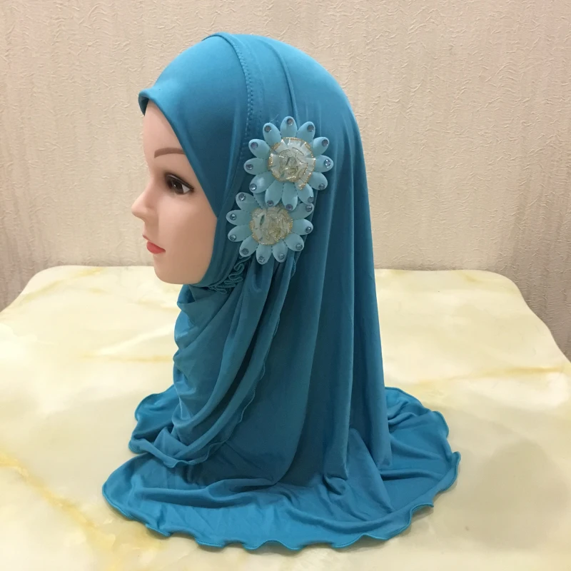 H081 beautiful small girl hijab with flowers cute hijab hats women’s caps can fit 2-6 years old girls – AliExpress 200000345