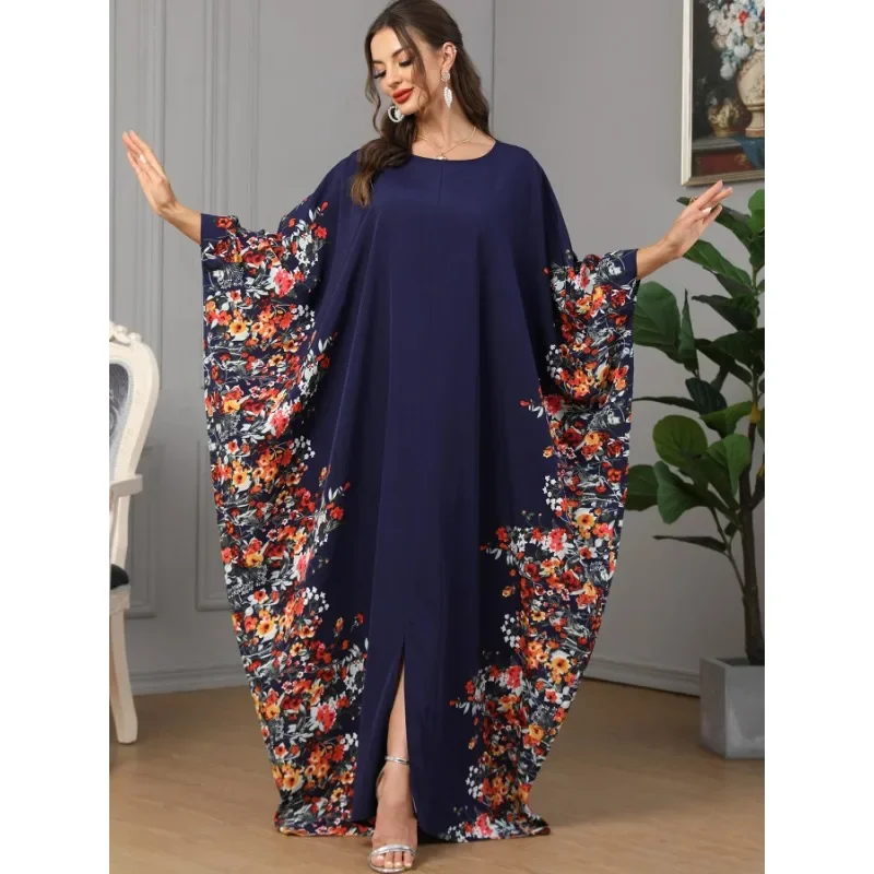 Eid Muslim Party Dress for Women Ramadan Abaya Bat Sleeve Print Long Robe Morocco Kaftan Vestidos Largos Dubai Jalabiya 2025 – AliExpress