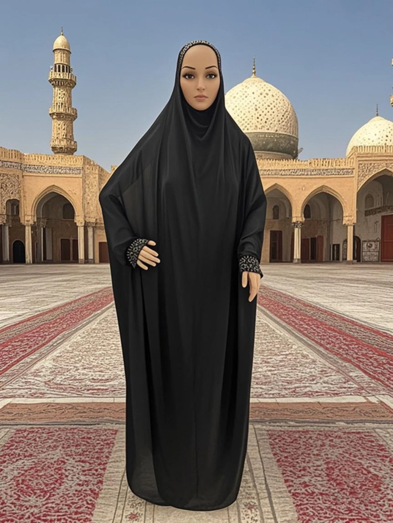 H098 Free Size Muslim Prayer Dress Khimar Caftan Burqa Abaya Hijab Dress Middle Eastern Clothing