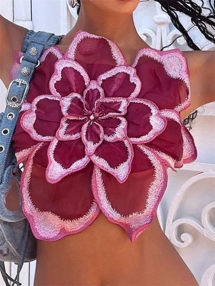 Women Lace Flower Short Tank Tops Sleeveless Backless Cropped Tops Sexy Casual Party Street Vest – AliExpress 200000345