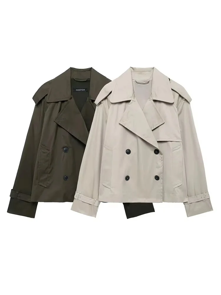 Streetwear Cropped Jacket Women 2024 Autumn Double-Breasted Jackets for Women Long Sleeve Coat Woman Casual New Outerwear – AliExpress