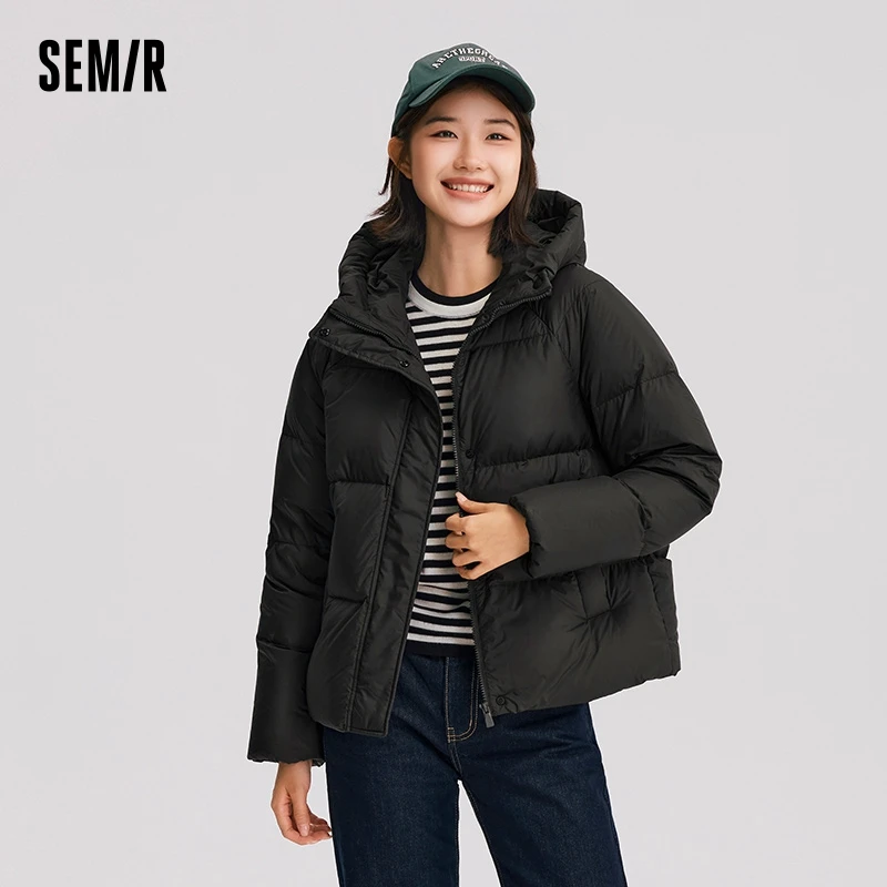 Semir Down Jacket Women Solid Color Loose Versatile 2024 Winter New Three-Proof Hooded Puffer Coat Down Jacket – AliExpress 200000345