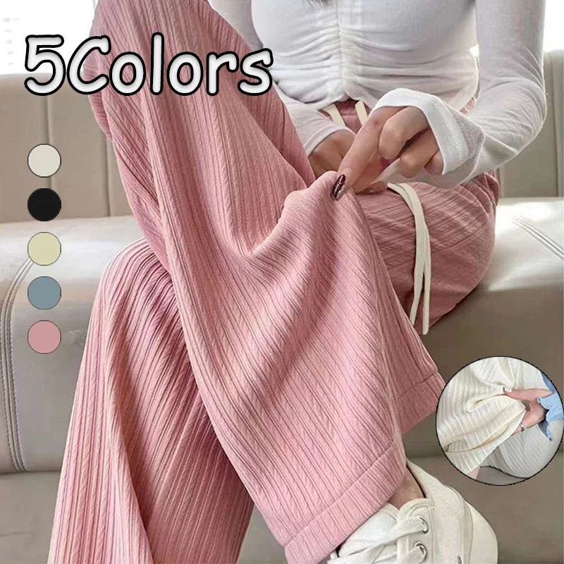 2025 summer new bubble milk puff cloud pants women high waist draped narrow straight casual pants cloud puff wide leg pants – AliExpress