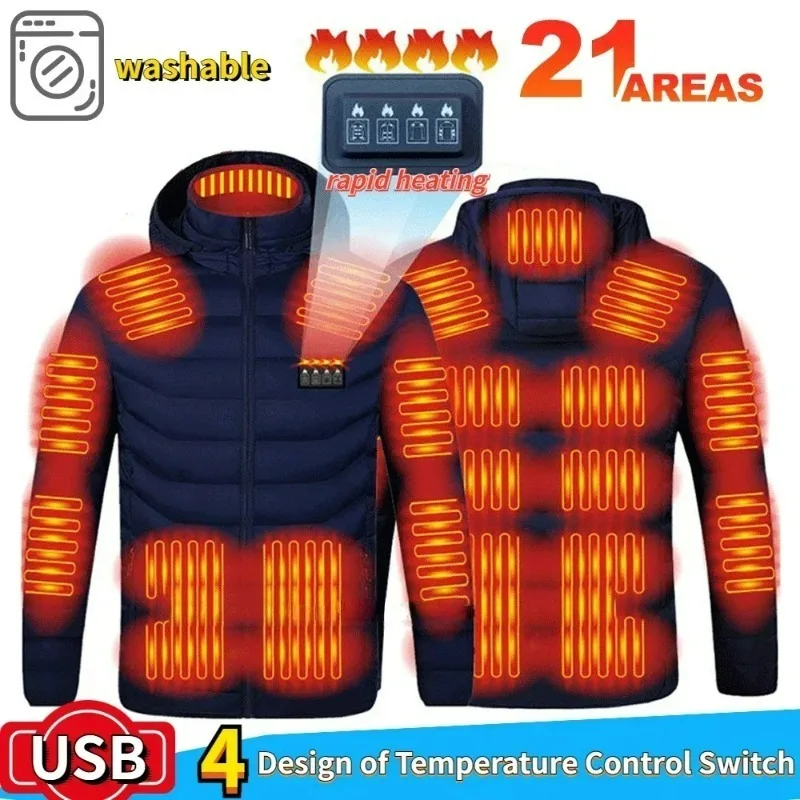 21 Areas Heating Jacket Men Winter USB Electric Heated Coat Functional Self Heating Clothes Outdoor Snow Ski Thick Padded Jacket – AliExpress