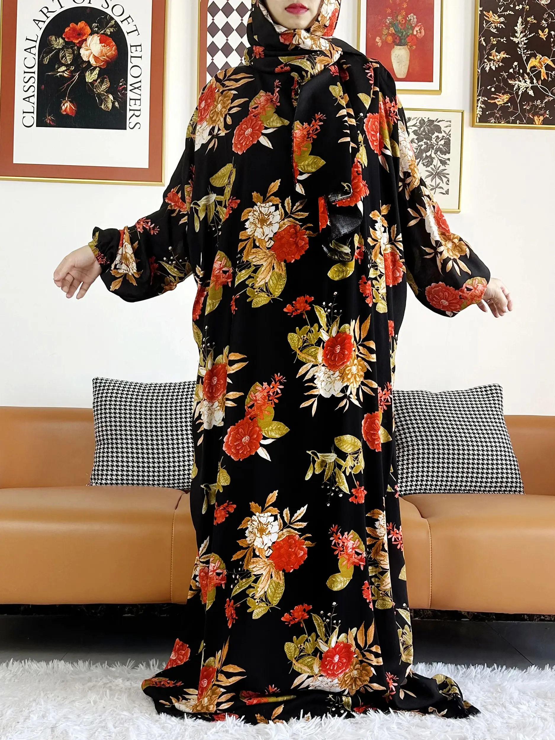 6XL Muslim Cotton Abaya For Women Ramadan Prayer Garment Dubai Turkey Middle East Femme Robe Loose African Dress Turban Joint – AliExpress