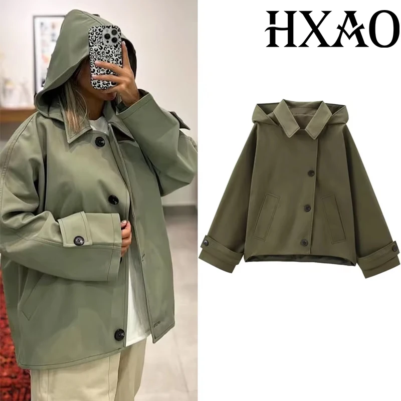 HXAO Green Warm Winter Hooded Jackets Women’s 2024 Autumn Outdoor Oversized Bomber Jacket Coats Demi-Season Windbreak Outerwears – AliExpress