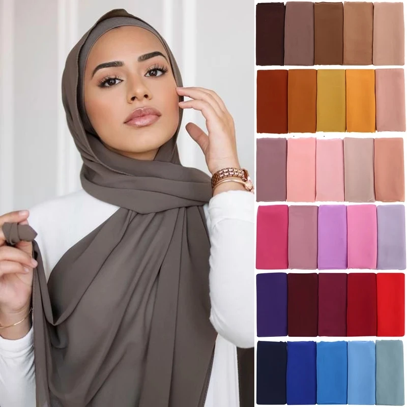 Muslim Chiffon Hijab Scarf Women Long Solid Color Head Wrap For Women Hijabs Scarves Ladies Muslim Veil Jersey Hijabs – AliExpress