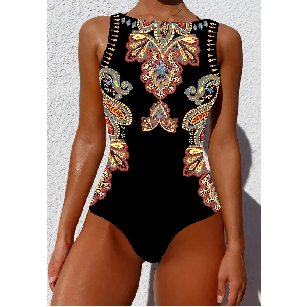 2025 New Printed One-piece Swimsuit Classic Printed Lace Up Swimsuit Women’s Push Up Flower One-piece Suit Beach Wear For Female – AliExpress