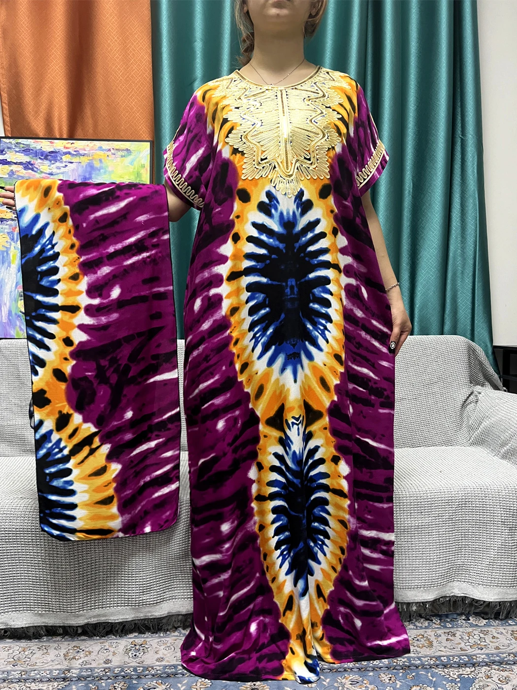 Muslim Printed Abayas For Women 2024 Dubai New Cotton Short SLeeves Appliques Loose Femme Robe African Islam Dresses With Hijabs – AliExpress