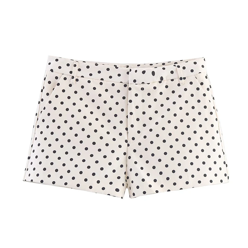 YENKYE 2025 Vintage Polka Dot Shorts Women Mid-rise Casual Summer Short Pants pantalones cortos – AliExpress