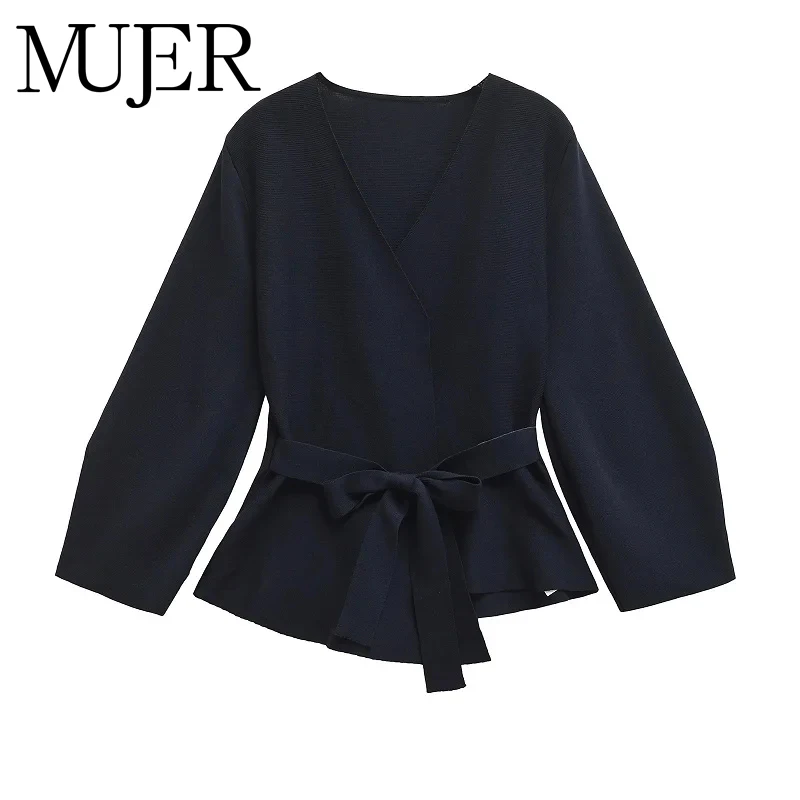 MUJER 2025 Women’s Blazers Wrap Knit Casual Blazer Woman Shoulder Pads New Coats and Jackets Long Sleeve Belt Blazers for Women – AliExpress 200000345