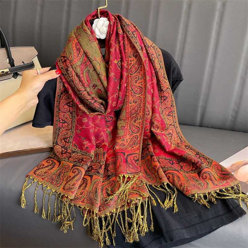 2023 Luxury Brand Cashmere Pashmina Shawl for Women Warm Round Scarves Printed Design Cotton Scarf – AliExpress