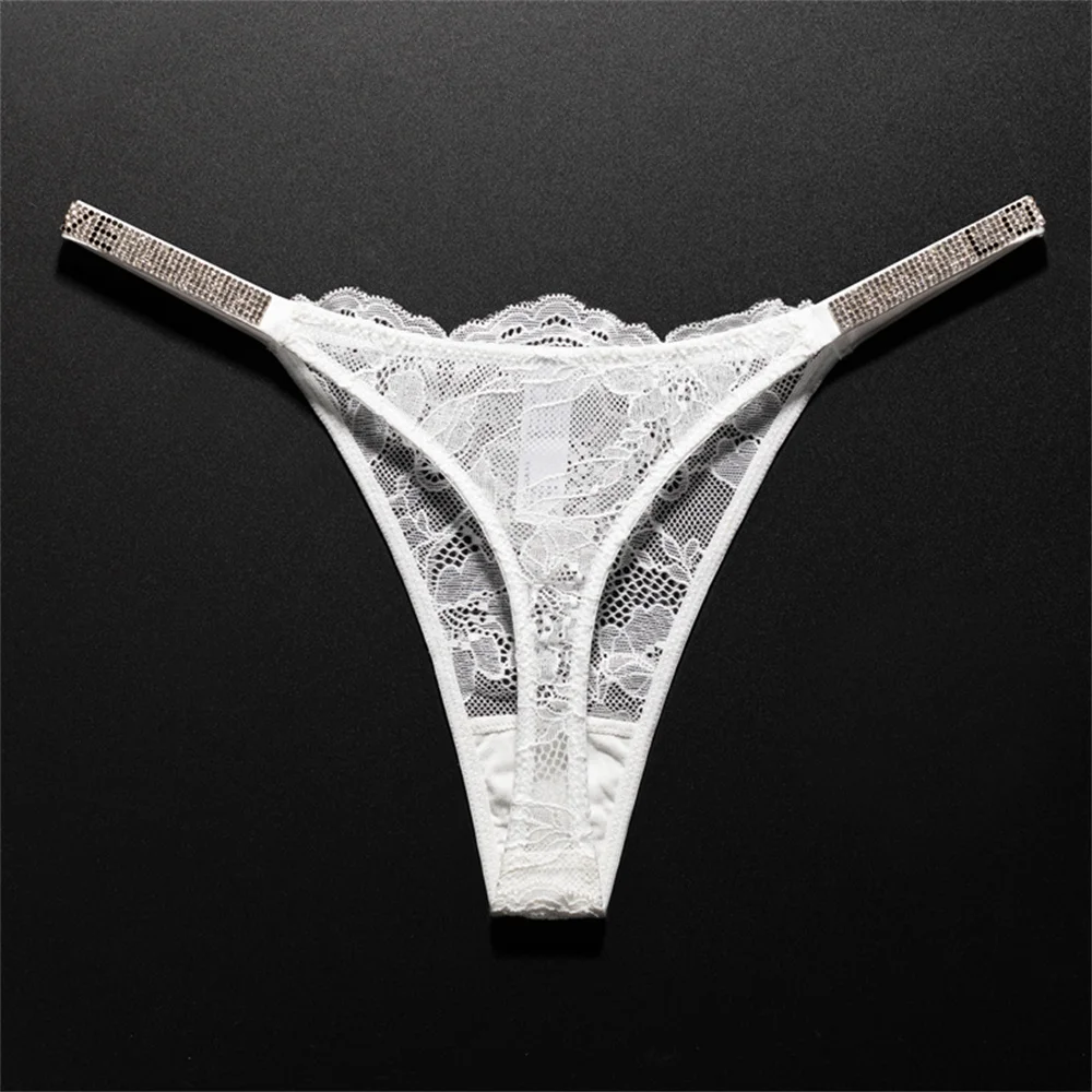 Sexy Crystal-Embellished Perspective Lace Thong Breathable T-back Underwear for Europe Women Transparent T-back Plus Size S-XL – AliExpress