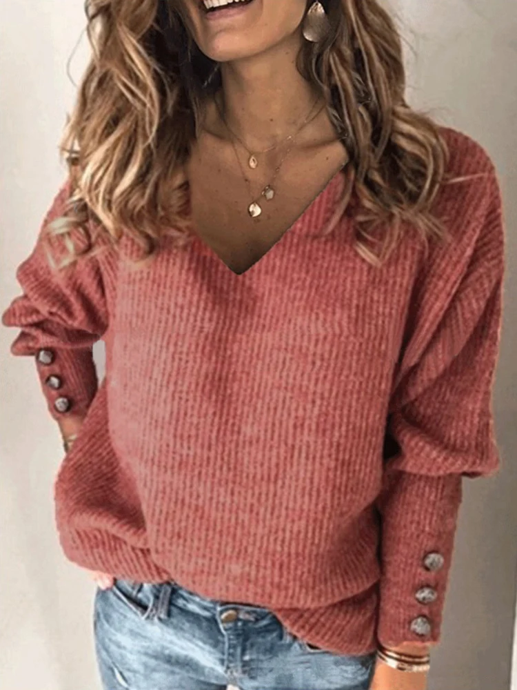 Women’s V Neck Sweater Autumn Winter 2024 Plus Size Tops Retro Red Warm Knitted Pullovers Casual Long-sleeved Bottoming Shirt – AliExpress 200000345