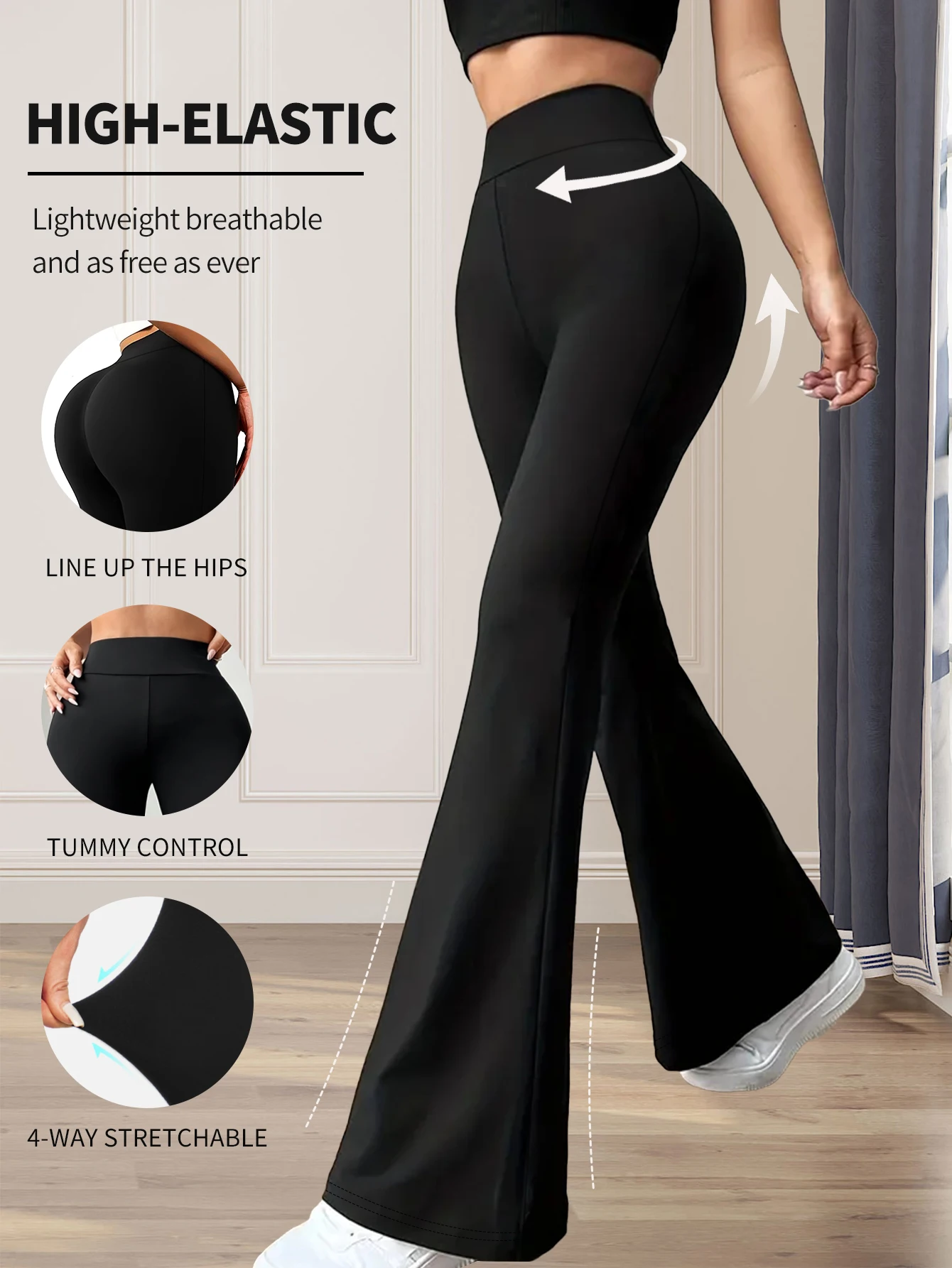 Women’s spring and summer high waisted tight fitting flared pants, slim leg long black pants, thin wide leg pants for slim women – AliExpress