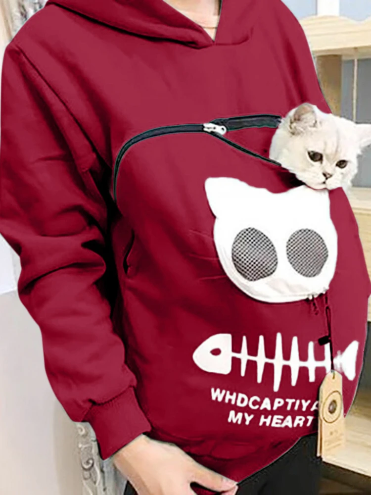 S-3XL Cat Lovers Hooded Sweatshirt Kangaroo Dog Pet Paw Dropshipping Pullovers Cuddle Pouch Fish Pocket Hoodie – AliExpress