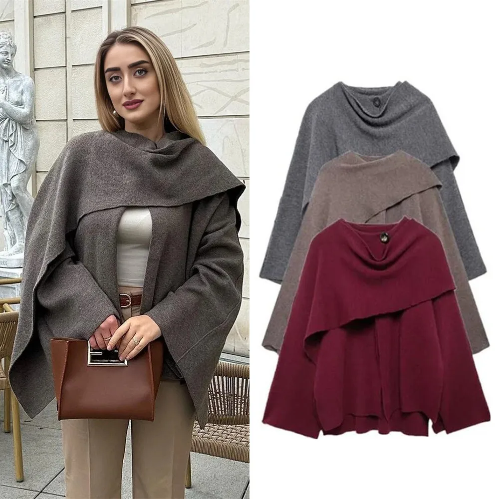 Ladies Autumn Winter Jacket Women Casual Commuter Coat Knitted Loose Oversize Coat Asymmetric Elegant Split Chic Scarf Jacket – AliExpress