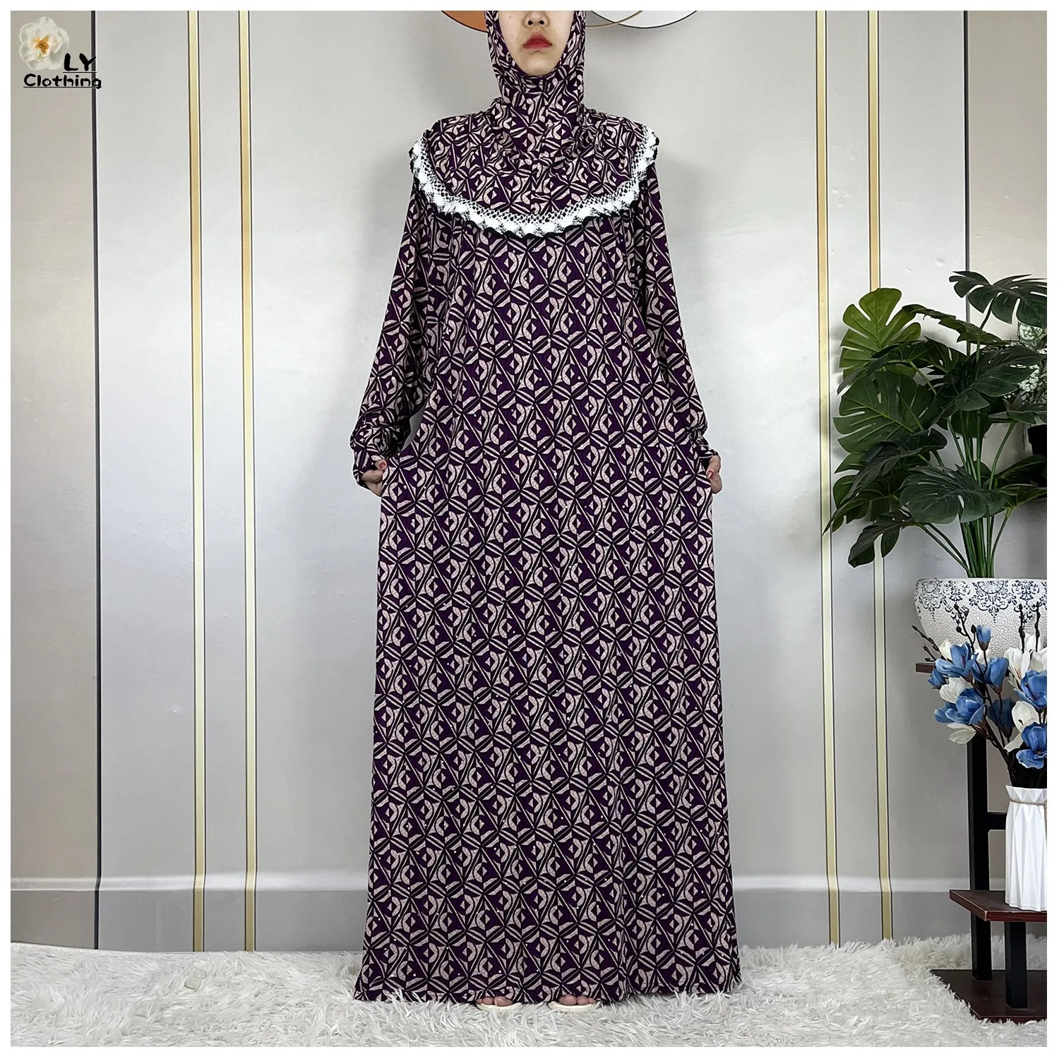 Muslim Ramadan Prayer For Women Long Sleeved Floral 2023Dubai Turkey Middle East Femme Loose Robe African Abayas Headscarf Dress – AliExpress 200000345