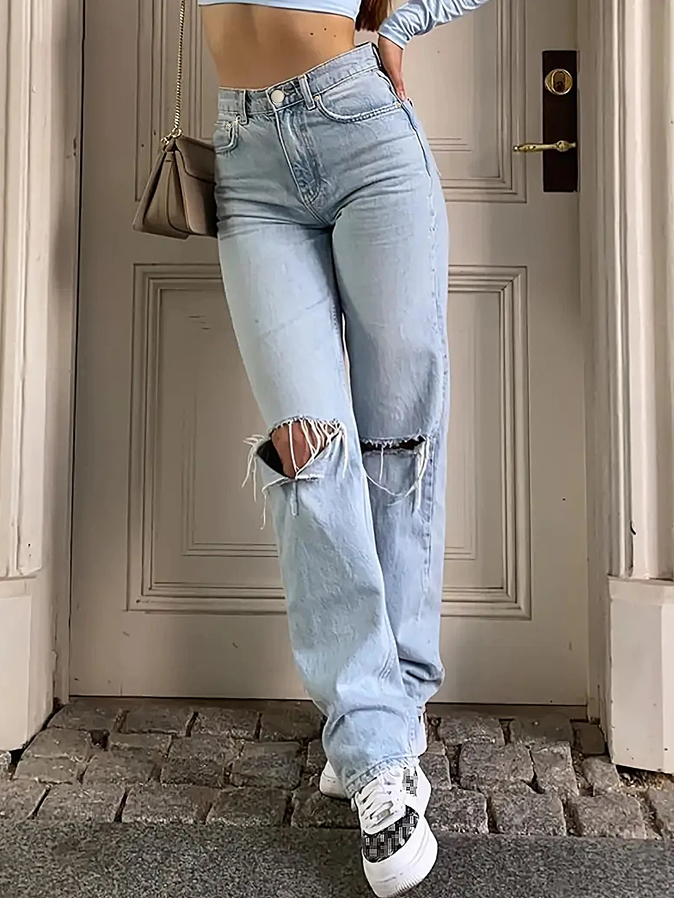 New women’s jeans, loose-fitting, comfortable, and casual straight-leg micro-elastic jeans, fully matching – AliExpress