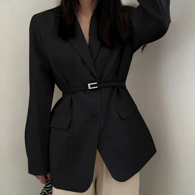 2025 New in Spring Autumn Coat High-end Loose Solid Color Office Lady Casual Long Sleeve Design Suits Elegant Chic Blazer – AliExpress
